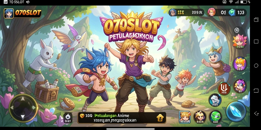 Tampilan gameplay seru dari 070SLOT dengan karakter Anime.
