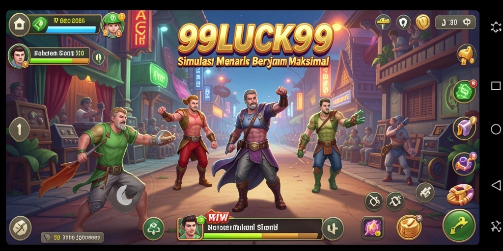 Screenshot gameplay 99LUCK99 menampilkan interaksi karakter dalam dunia simulasi.
