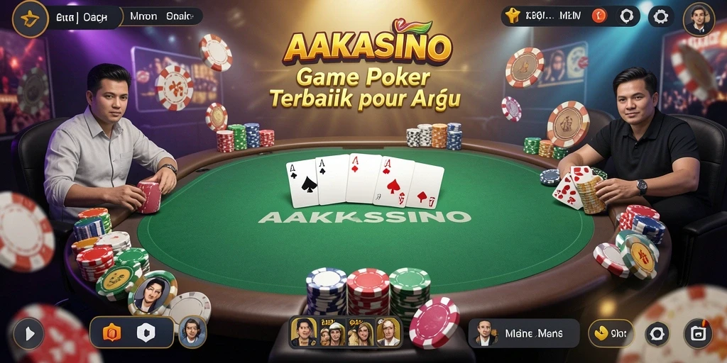 Tampilan gameplay AAKASINO yang menegangkan dalam permainan Poker.