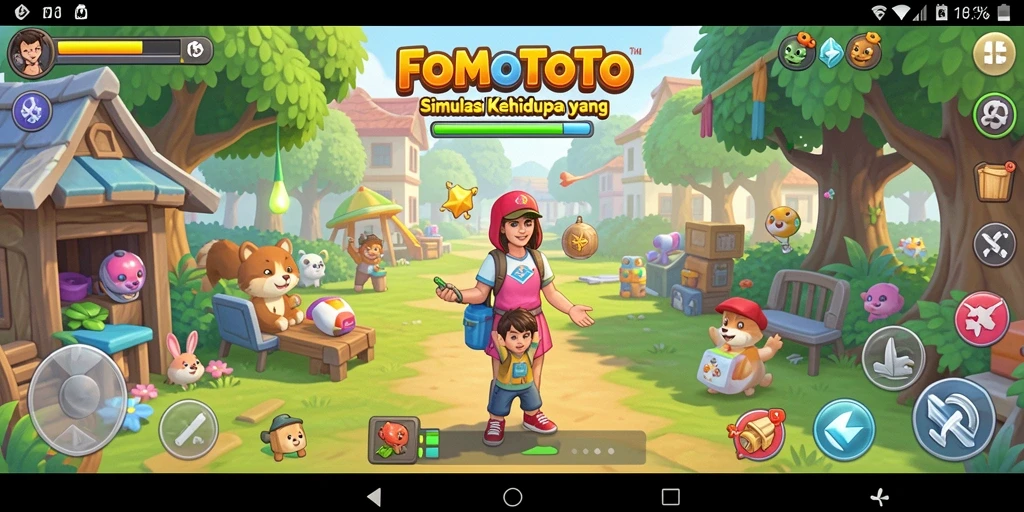 Tampilan gameplay menarik dari FOMOTOTO yang penuh interaksi.