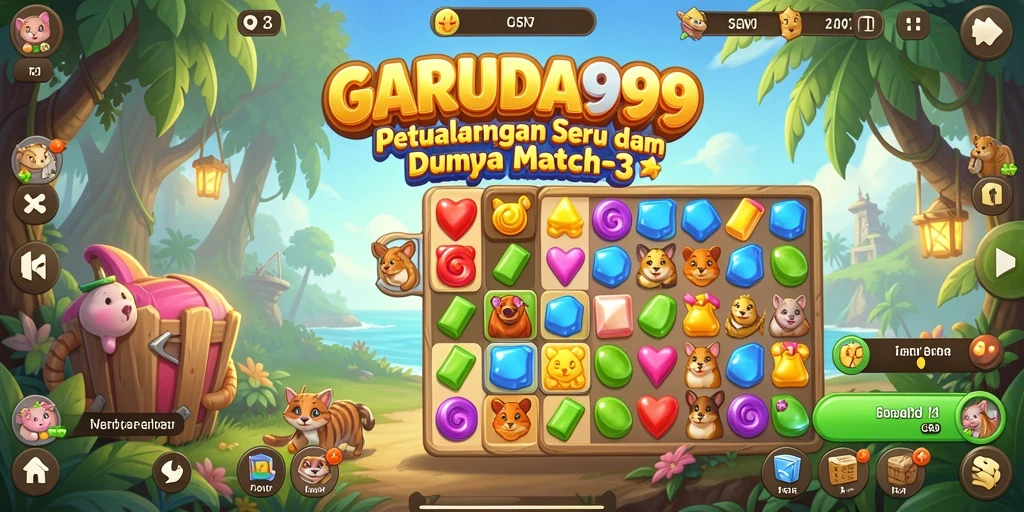 Tangkapan layar GARUDA999 menampilkan gameplay seru dalam tantangan Match-3.
