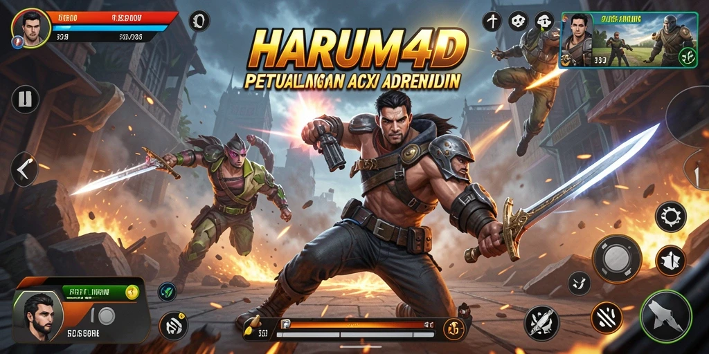 Tangkapan layar menunjukkan aksi mendebarkan dalam HARUM4D.