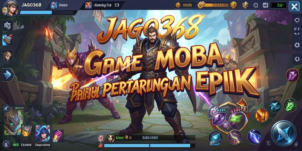 Tangkapan layar gameplay JAGO368 dengan pertarungan MOBA yang intens.