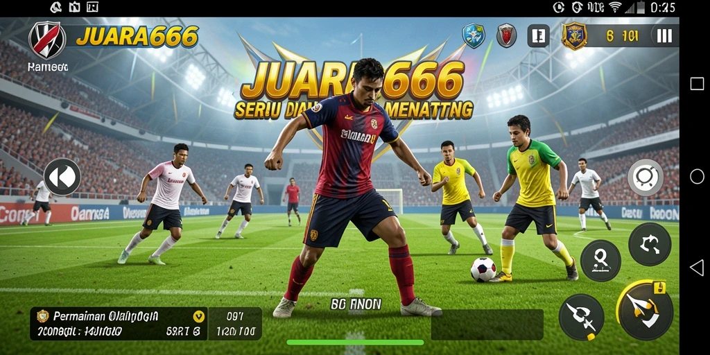 Tangkapan layar gameplay JUARA666 menampilkan aksi seru di lapangan.