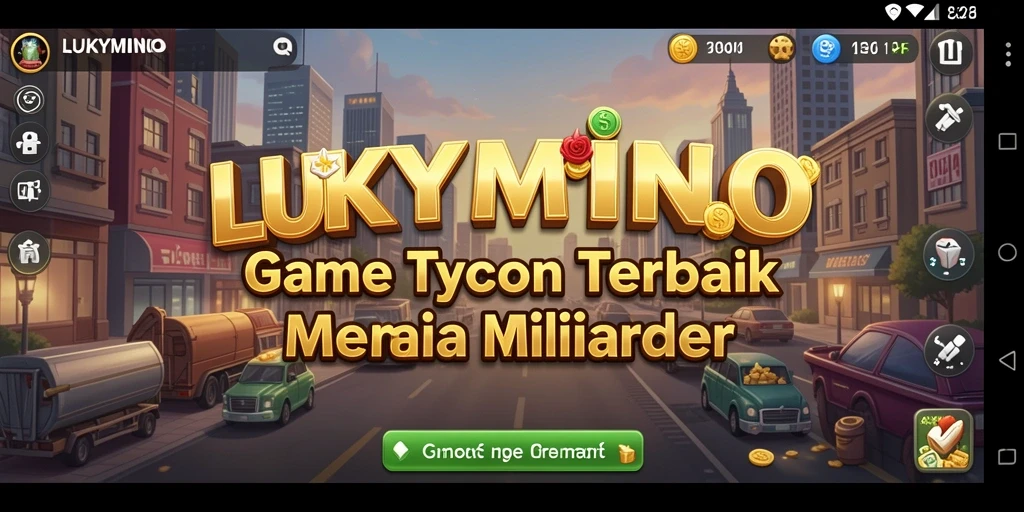 Tangkapan layar gameplay LUKYMINO menampilkan pengelolaan bisnis yang seru.