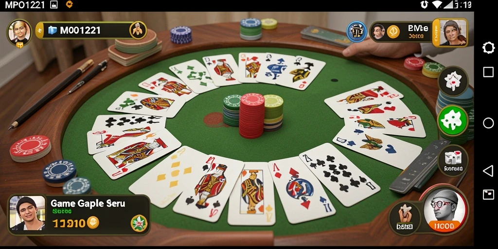 Tampilan gameplay seru dalam MPO1221 saat bermain Gaple.