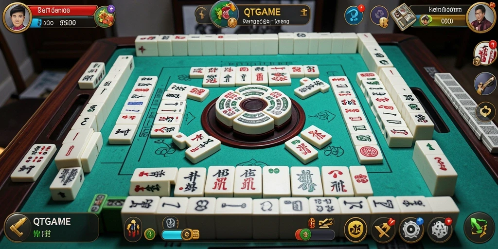 Tampilan gameplay seru dari QTGAME yang menunjukkan aksi Mahjong.