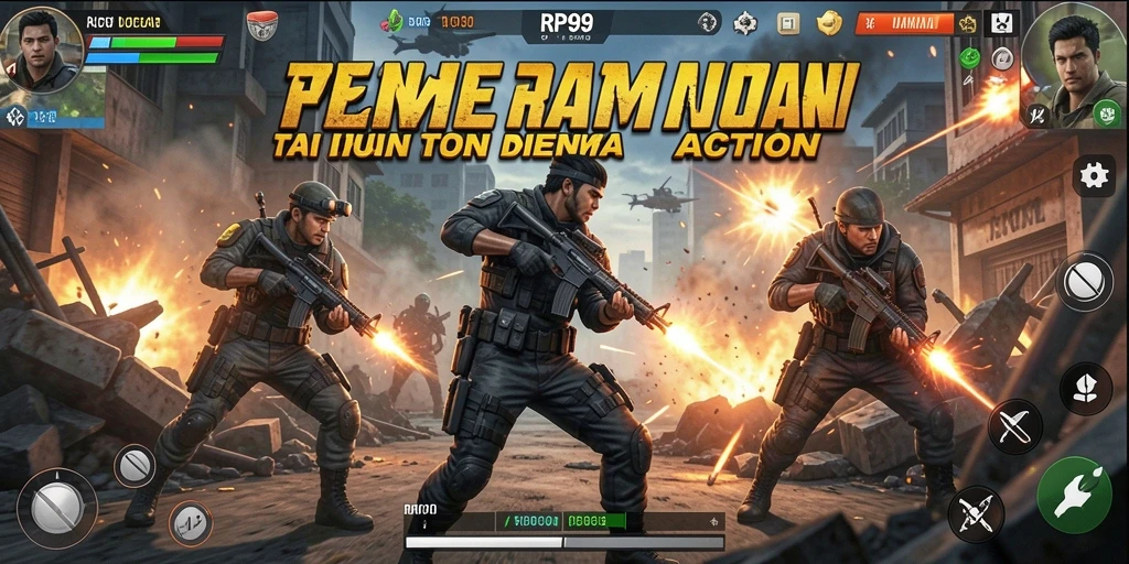 Tampilan gameplay RP99 yang intens dan mendebarkan.
