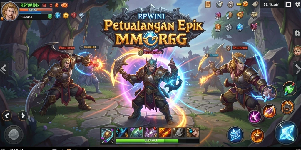 Tampilan gameplay <strong>RPWIN1</strong> yang menampilkan pertempuran seru dan eksplorasi dunia.