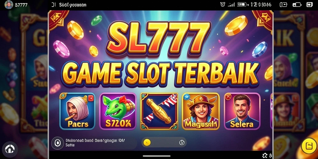Screenshot SL777 menampilkan pengalaman bermain Slot yang mendebarkan dan penuh warna.