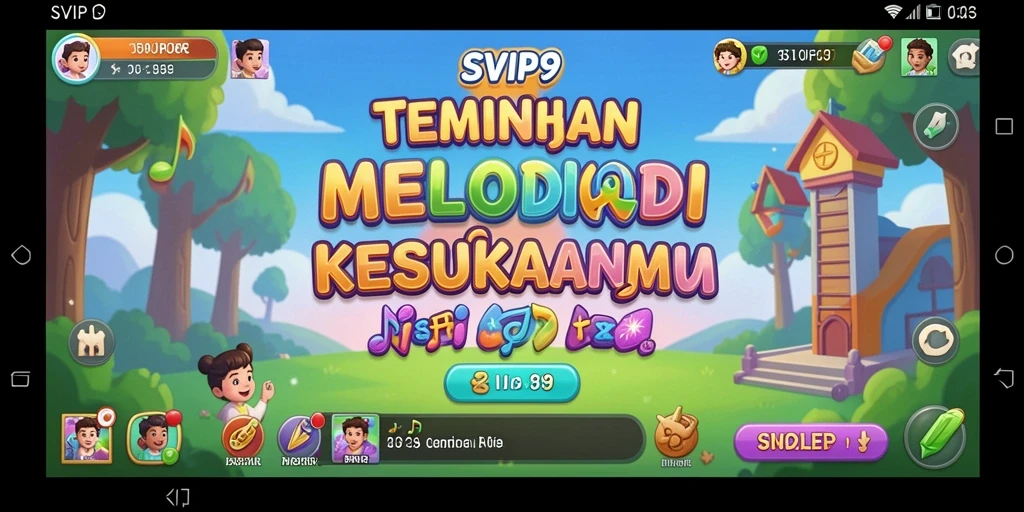 Screenshot SVIP9 menampilkan antarmuka menarik dengan lirik lagu.