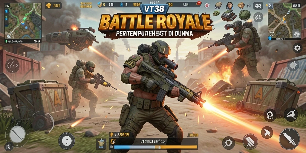 Tampilan gameplay VT38 yang mendebarkan dalam arena Battle Royale.